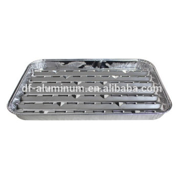 vented bottom food aluminium foil BBQ grill pan aluminium foil pan with holes manufacture